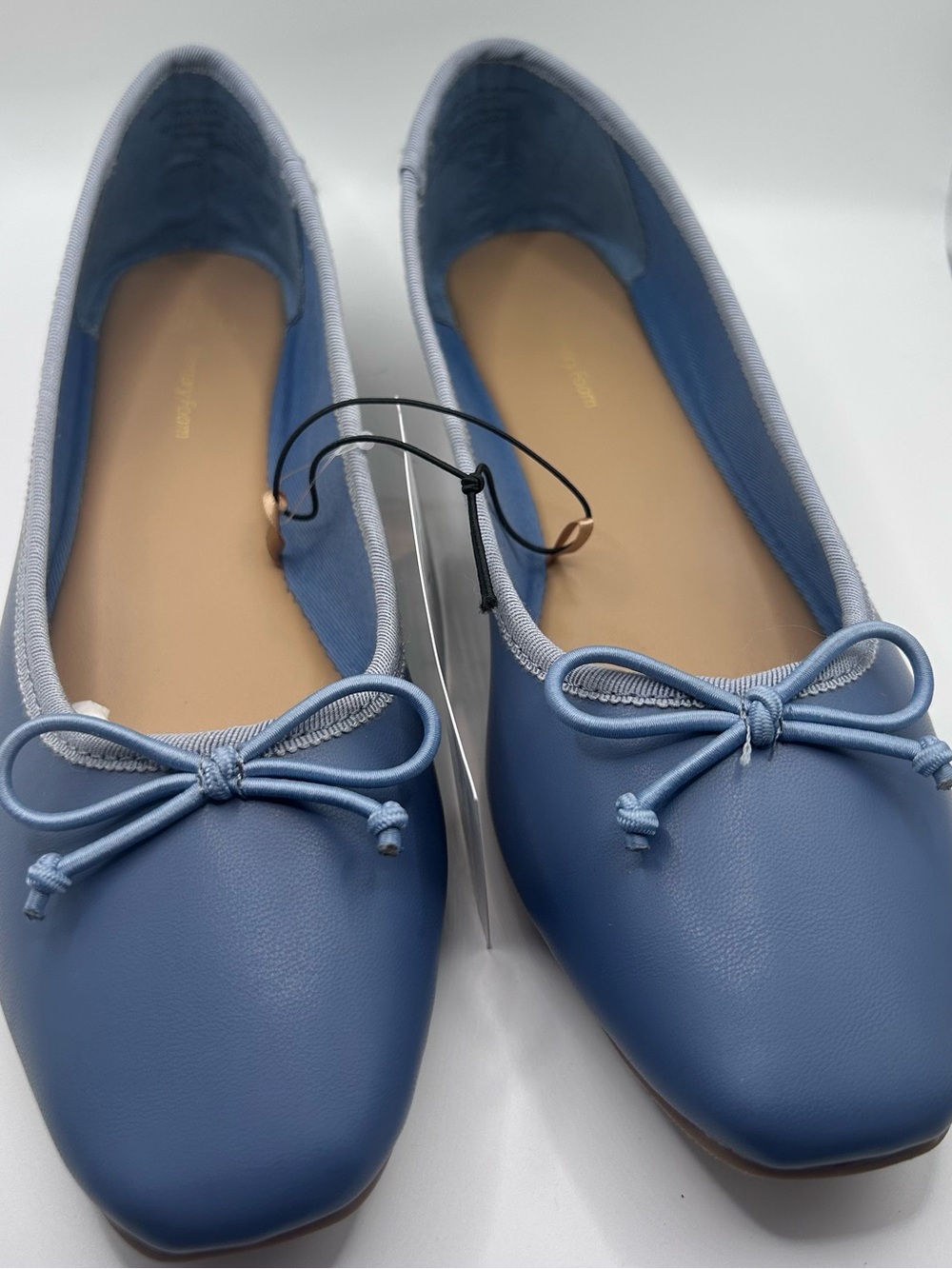Dusty Blue Bow Ballet Flats Preppy Coquette Quiet Luxury